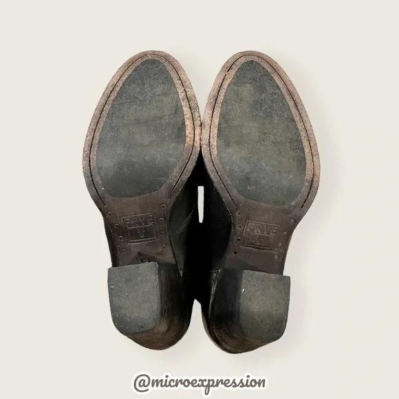 Frye Tessa Zip Short Black Suede Real Leather Zip Up Heeled Round Toe Ankle Boot - Picture 9 of 11